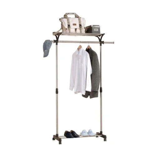 GARMENT RACK 1BAR W/2 SHELVES