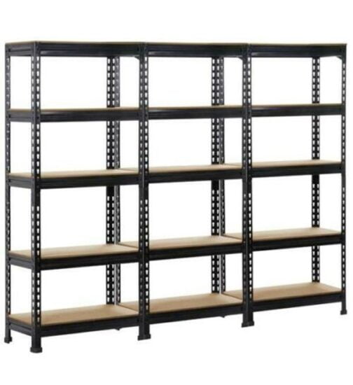 5-Tier Black Metal Storage Rack Heavy Duty Garage Adjustable Shelves Set Of 3